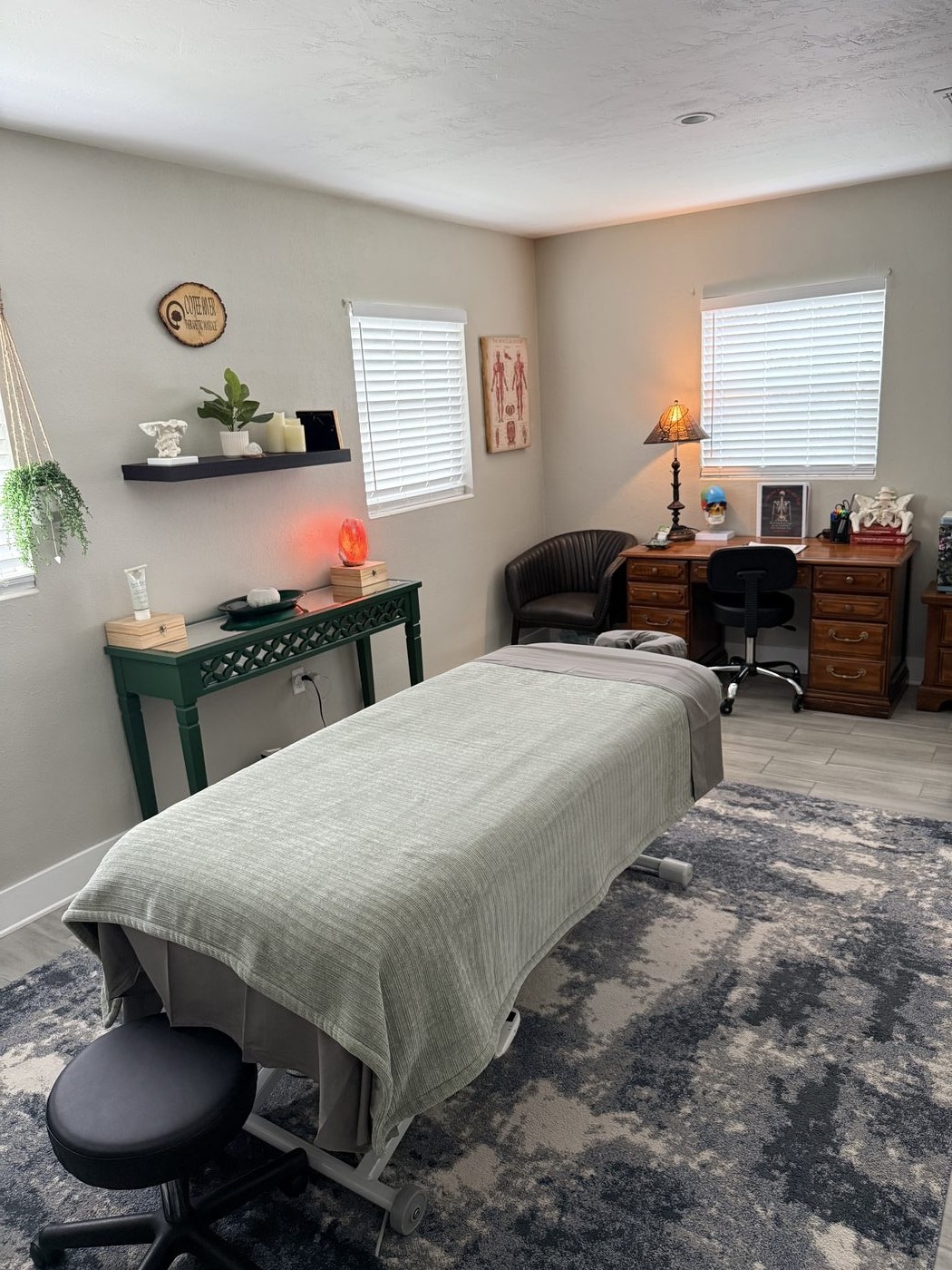 Alex's clinical massage therapy room at Cotee River Massage & Skincare, Port Richey FL